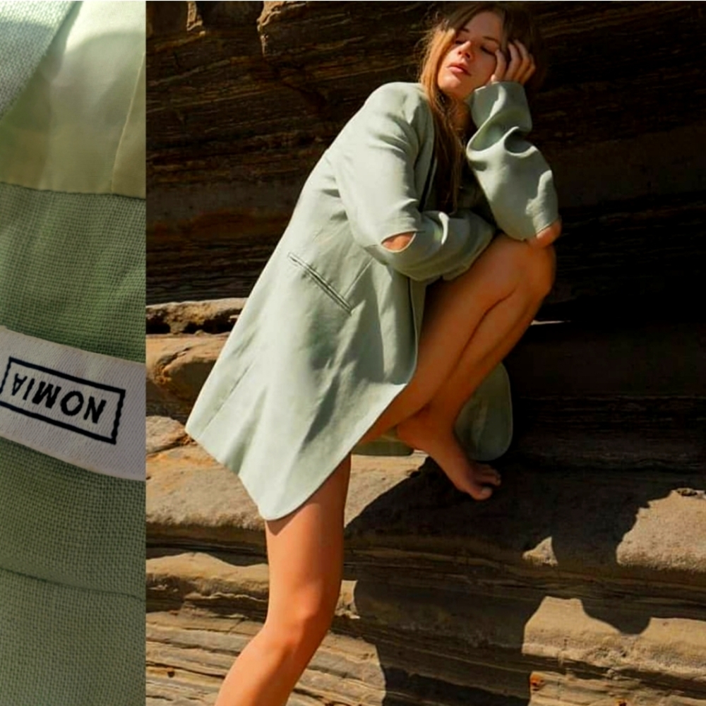 Nwot NOMIA NYC Pastel light Mint sliced sleeve oversized jacket 4